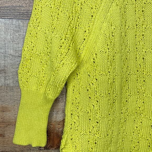 Anthropologie Sparrow Cropped Sleeve Loose Knit Sweater Yellow Size Small - Picture 4 of 9